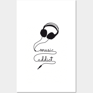 headphone music addict Posters and Art